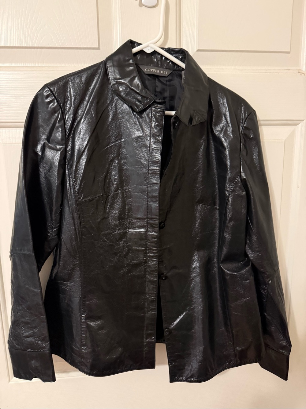 Copper Key Women's Black Genuine Leather Button Jacket size large